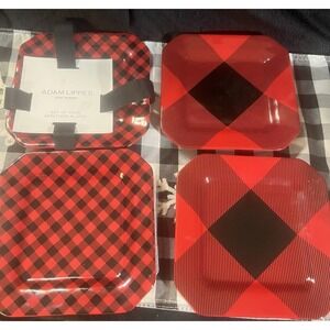 NWT Adam Lippes Set of Four Appetizer Plates RED AND BLACK (2259-2260)